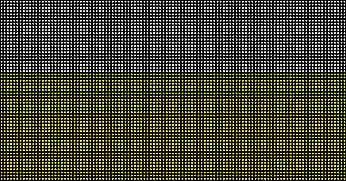 A grid of small dots. From the top, The first third is white and the remaining two thirds are yellow.